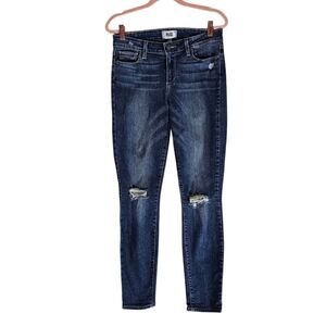 PAIGE Verdugo Ankle Mid Rise Distressed Blue Skinny Jeans 29 Preowned